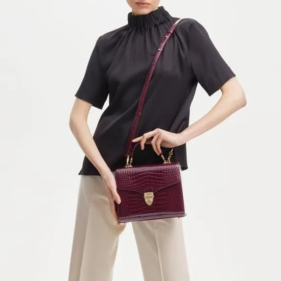 Mayfair Bag Burgundy Patent Croc Women Aspinal Of London Shoulder