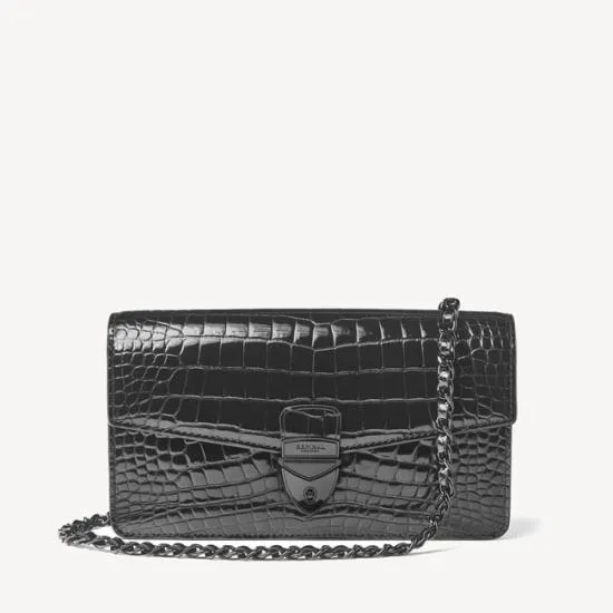 Mayfair Clutch 2 Black Patent Croc Women Aspinal Of London Mayfair