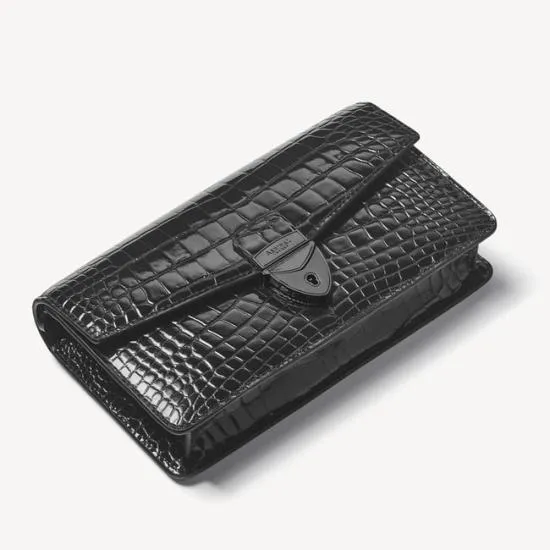 Mayfair Clutch 2 Black Patent Croc Women Aspinal Of London Mayfair