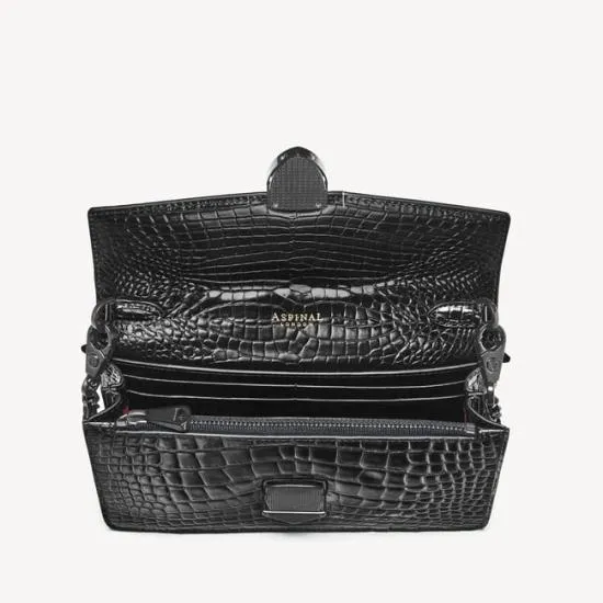 Mayfair Clutch 2 Black Patent Croc Women Aspinal Of London Mayfair