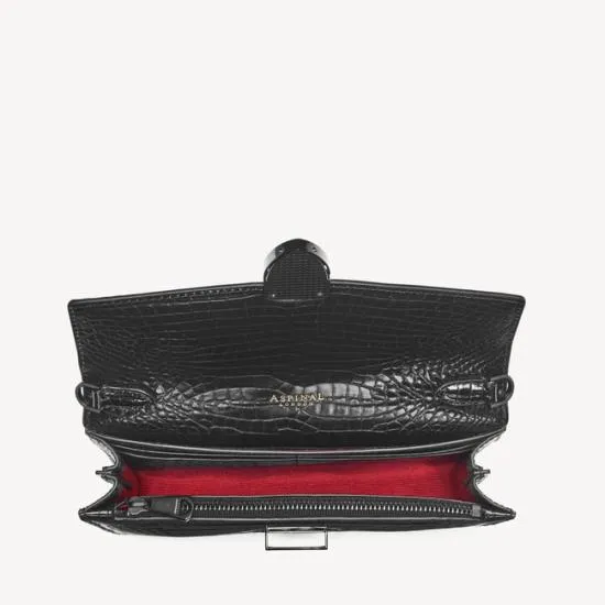 Mayfair Clutch 2 Black Patent Croc Women Aspinal Of London Mayfair