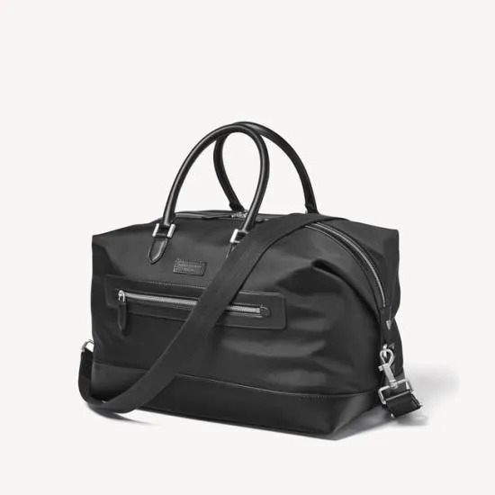 Men039s Weekend Bag Black Leathertrim Nylon Canvas Men Aspinal Of London Travel Bags