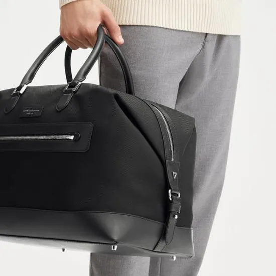 Men039s Weekend Bag Black Leathertrim Nylon Canvas Men Aspinal Of London Travel Bags