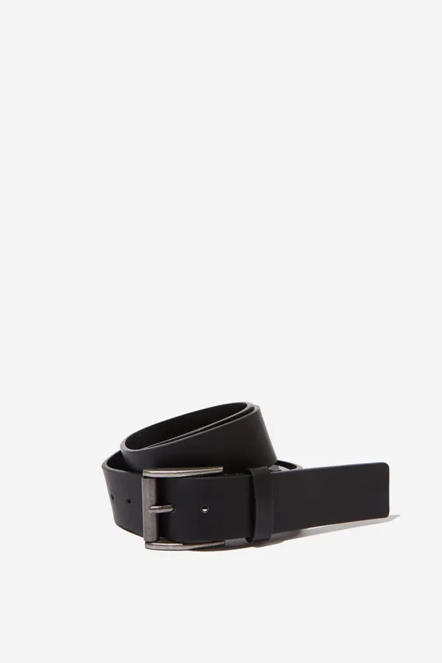 Men Bags and Belts Cotton On Square Buckle Pu Belt Black