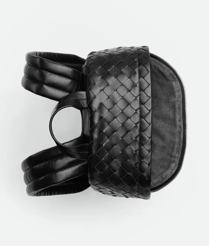 Men Bottega Veneta Backpack Small Intrecciato Backpack Black