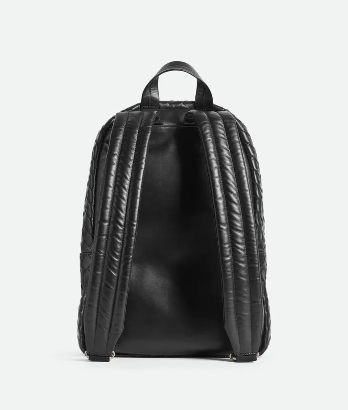 Men Bottega Veneta Backpack Small Intrecciato Backpack Black