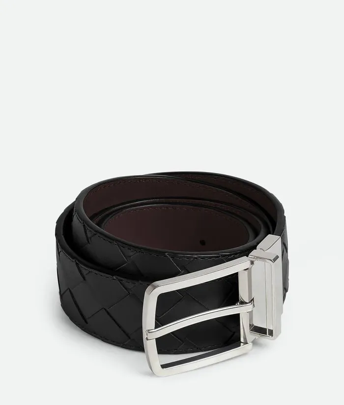 Men Bottega Veneta Belts Intrecciato Belt Blackfondant