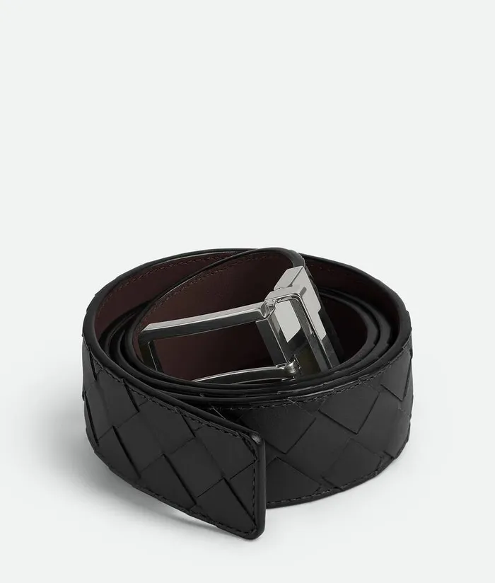 Men Bottega Veneta Belts Intrecciato Belt Blackfondant