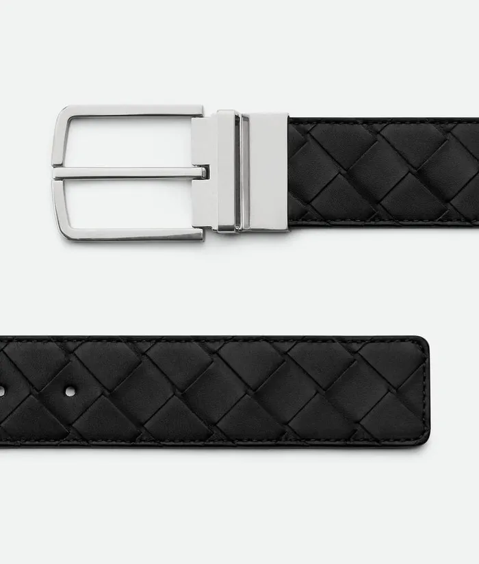 Men Bottega Veneta Belts Intrecciato Belt Blackfondant
