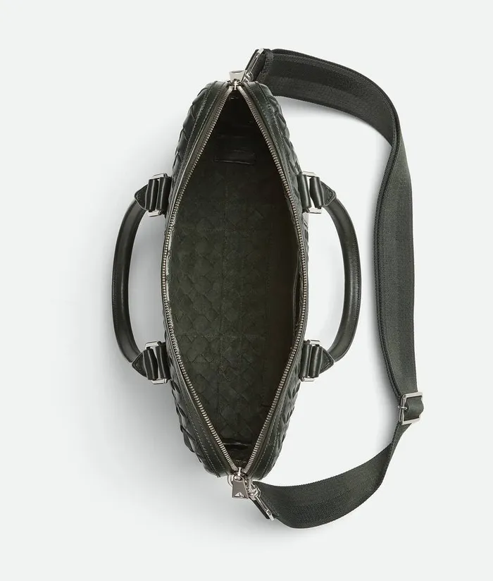 Men Bottega Veneta Briefcase Slim Intrecciato Briefcase Dark Green