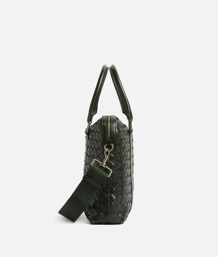 Men Bottega Veneta Briefcase Slim Intrecciato Briefcase Dark Green