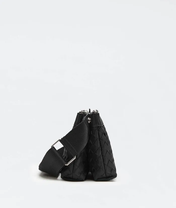 Men Bottega Veneta Crossbody Intrecciato Duo Bag Black