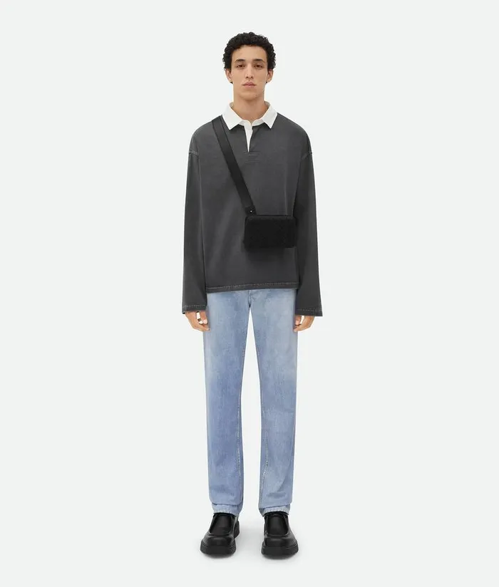 Men Bottega Veneta Crossbody Tech Rubber Clutch Black