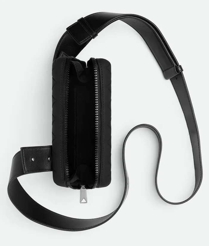 Men Bottega Veneta Crossbody Tech Rubber Clutch Black