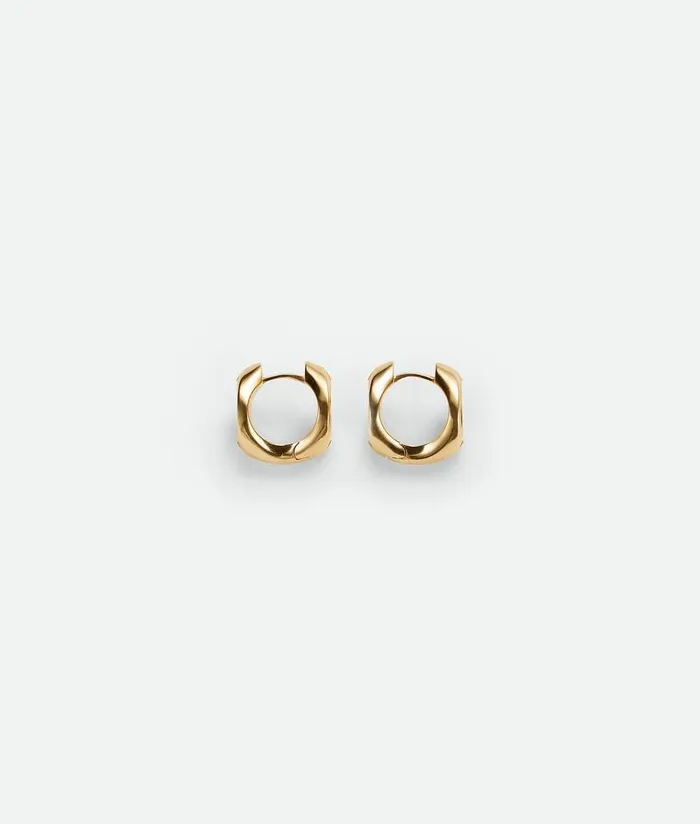 Men Bottega Veneta Earrings Detail Hoop Earrings Yellow Gold