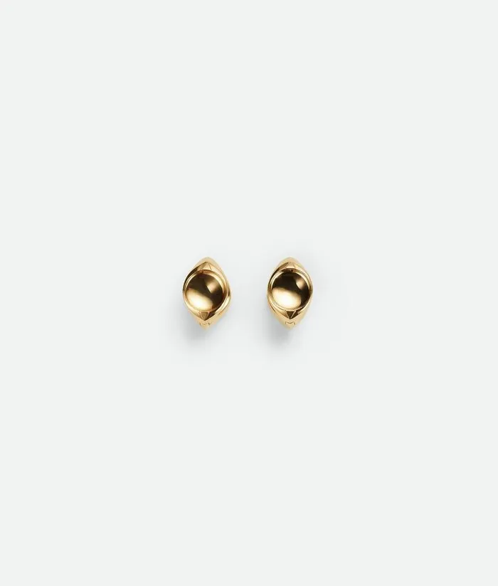 Men Bottega Veneta Earrings Detail Hoop Earrings Yellow Gold