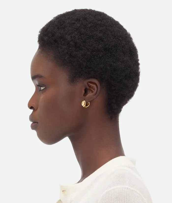 Men Bottega Veneta Earrings Detail Hoop Earrings Yellow Gold