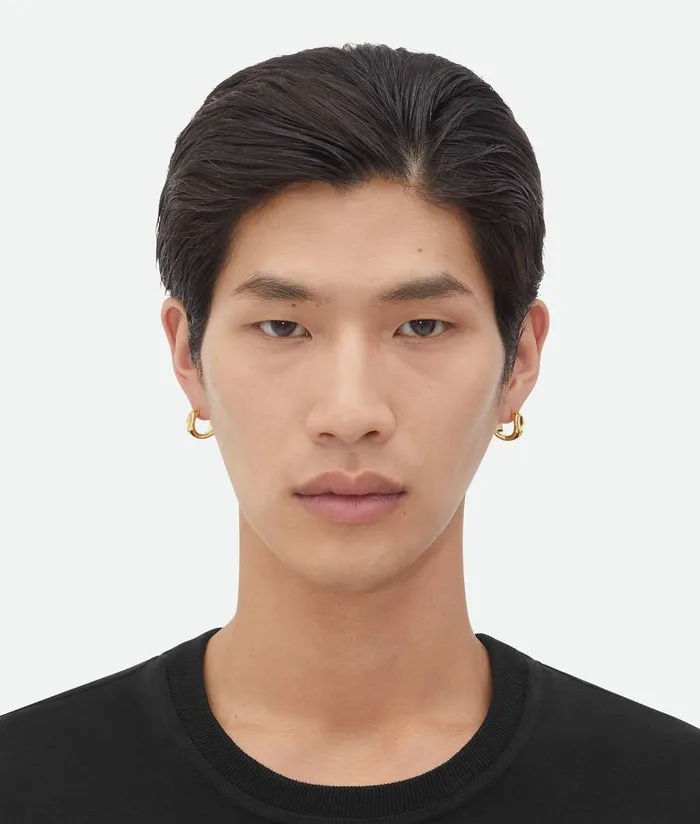 Men Bottega Veneta Earrings Detail Hoop Earrings Yellow Gold