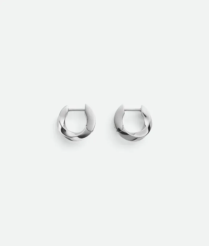 Men Bottega Veneta Earrings Essential Twist Hoop Earrings Silver