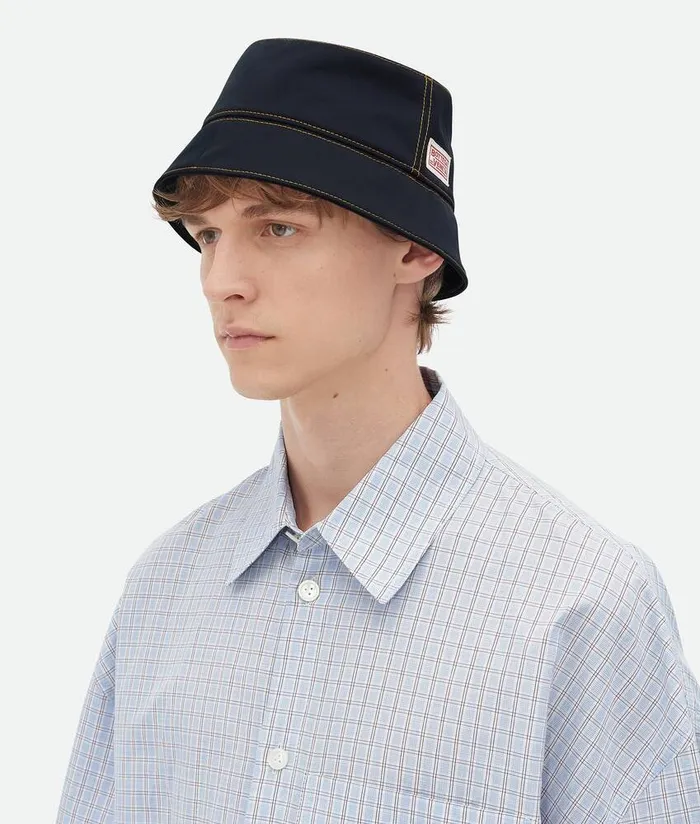 Men Bottega Veneta Hats Tech Nylon Bucket Hat Navy