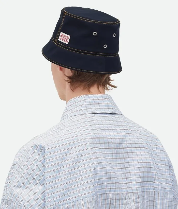 Men Bottega Veneta Hats Tech Nylon Bucket Hat Navy