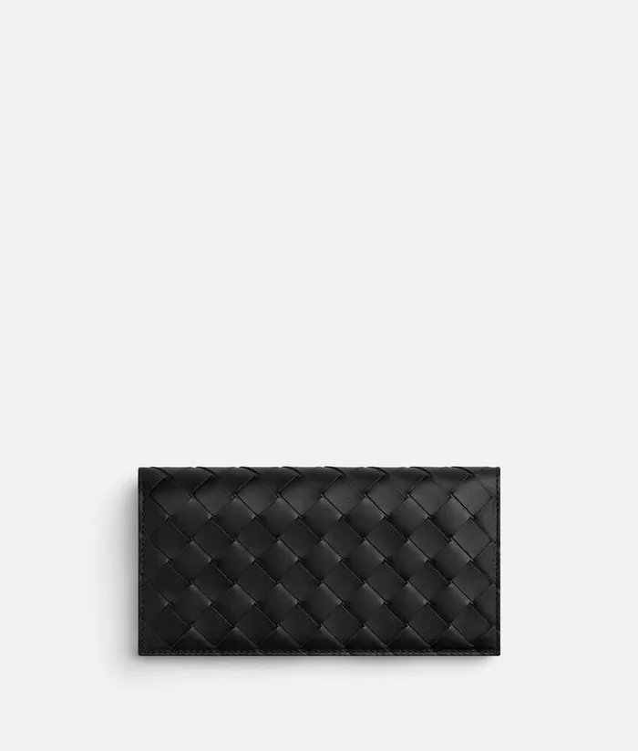 Men Bottega Veneta Long Wallets Intrecciato Long Wallet With Coin Purse Blackmadder Brown