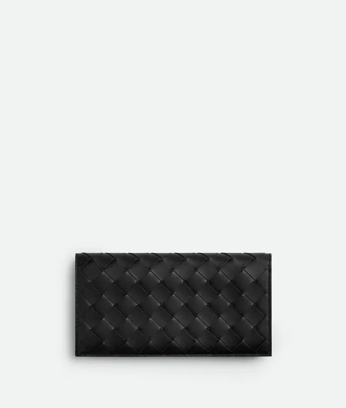 Men Bottega Veneta Long Wallets Intrecciato Long Wallet With Coin Purse Blackmadder Brown