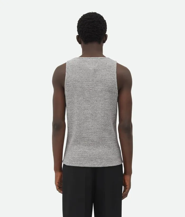 Men Bottega Veneta TShirts Melange Cotton Rib Tank Top Light Grey Melange