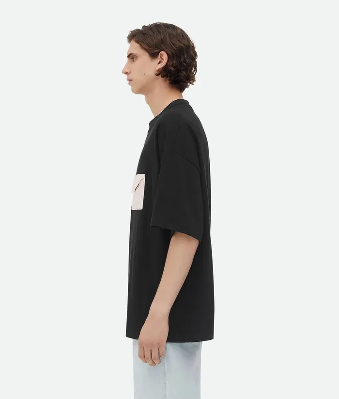 Men Bottega Veneta TShirts Pima Cotton Jersey Oversized TShirt Black