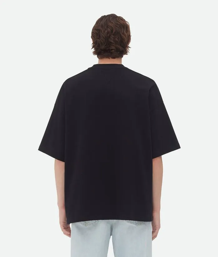 Men Bottega Veneta TShirts Pima Cotton Jersey Oversized TShirt Black