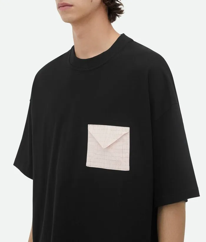 Men Bottega Veneta TShirts Pima Cotton Jersey Oversized TShirt Black