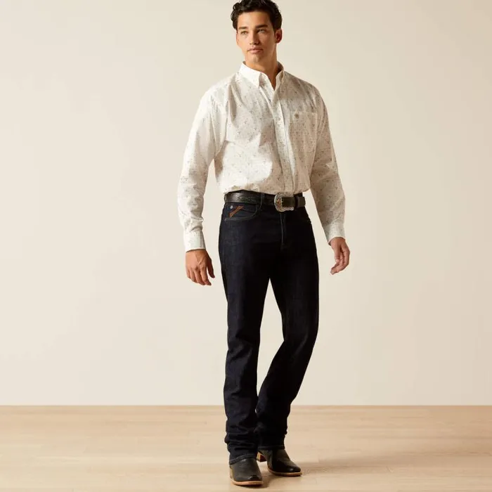 Men Button Down Shirts Ariat Edmond Classic Fit Shirt White Men Button Down Shirts Ariat Edmond Classic Fit Shirt White