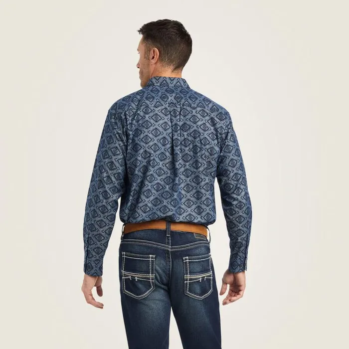 Men Button Down Shirts Ariat Keanu Classic Fit Shirt Chambray Blue Men Button Down Shirts Ariat Keanu Classic Fit Shirt Chambray Blue