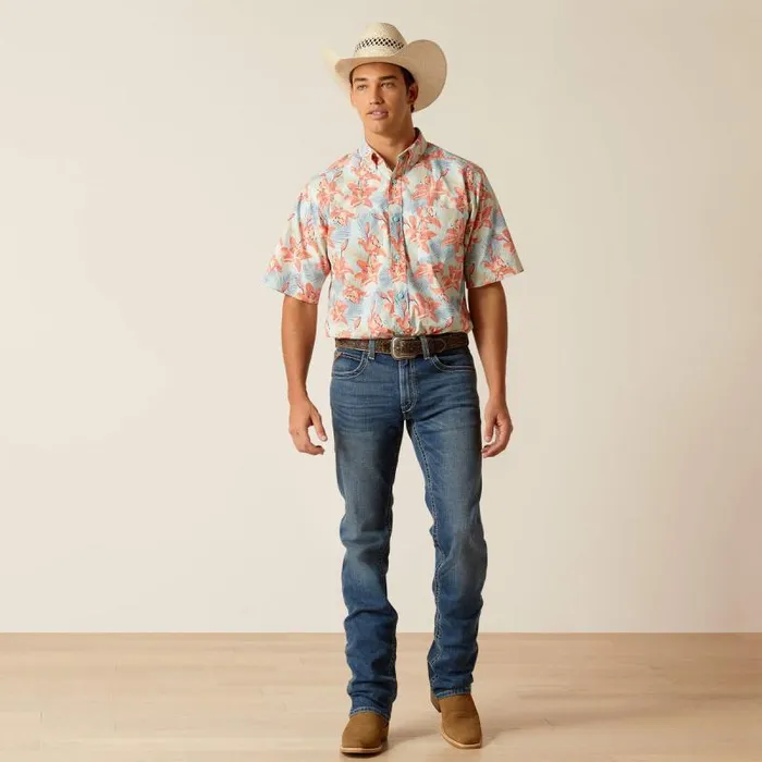 Men Button Down Shirts Ariat Kolr Classic Fit Shirt Sky