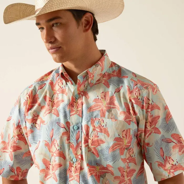 Men Button Down Shirts Ariat Kolr Classic Fit Shirt Sky