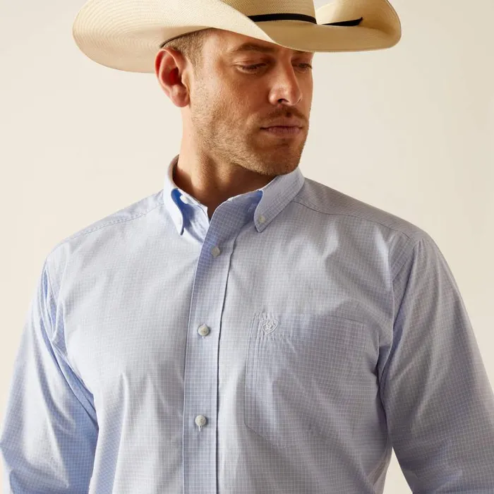 Men Button Down Shirts Ariat Pro Series Dabney Classic Fit Shirt Light Blue