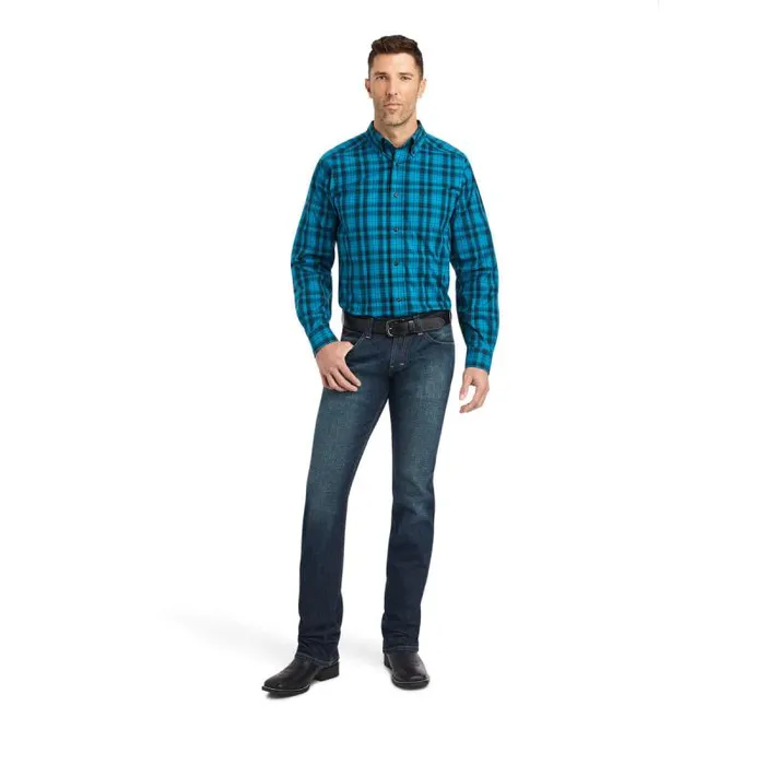Men Button Down Shirts Ariat Pro Series Kingston Fitted Shirt Ocean Depths