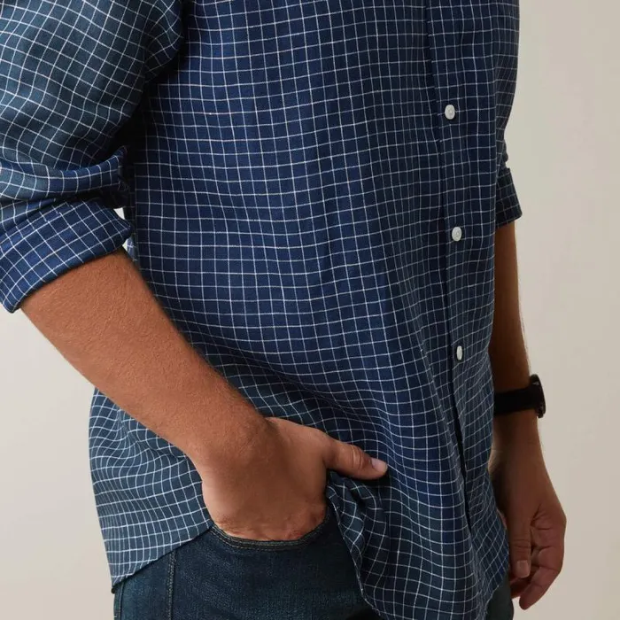 Men Button Down Shirts Ariat Sonoma Shirt Navy Tattersal