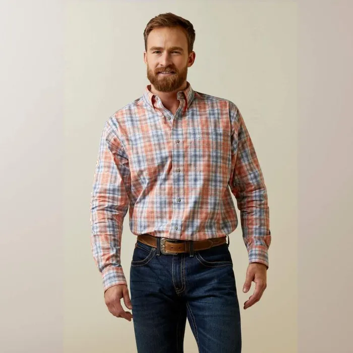 Men Button Down Shirts Ariat Team Damion Classic Fit Shirt Peach