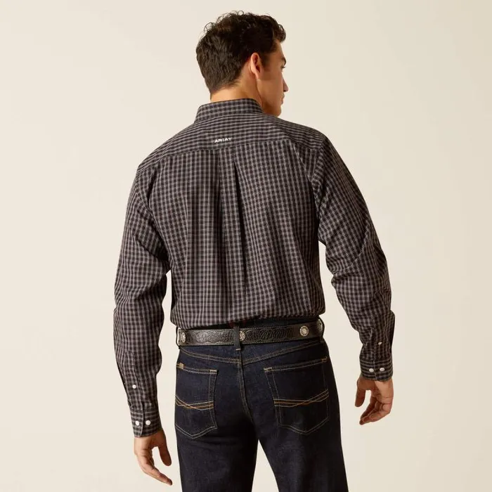 Men Button Down Shirts Ariat Wrinkle Free Brooklyn Fitted Shirt Black