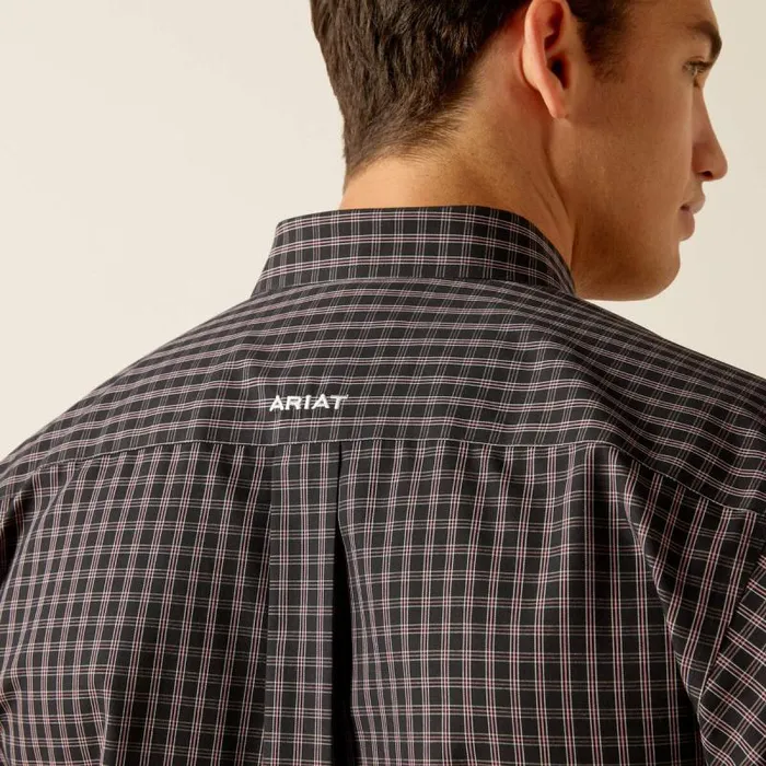 Men Button Down Shirts Ariat Wrinkle Free Brooklyn Fitted Shirt Black