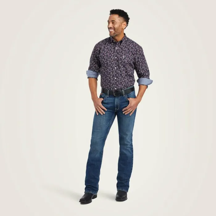 Men Button Down Shirts Ariat Wrinkle Free Elliott Fitted Shirt Black Men Button Down Shirts Ariat Wrinkle Free Elliott Fitted Shirt Black