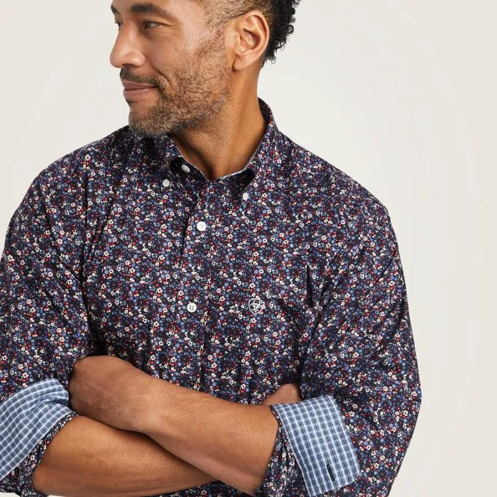Men Button Down Shirts Ariat Wrinkle Free Elliott Fitted Shirt Black Men Button Down Shirts Ariat Wrinkle Free Elliott Fitted Shirt Black