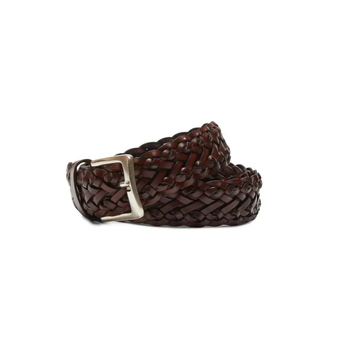 Men Cintura In Pelle Intrecciata Chestnut Fratelli Rossetti Belts