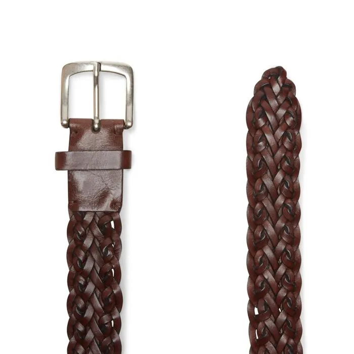 Men Cintura In Pelle Intrecciata Chestnut Fratelli Rossetti Belts