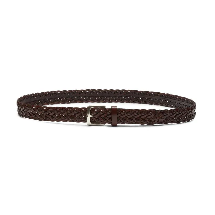Men Cintura In Pelle Intrecciata Chestnut Fratelli Rossetti Belts