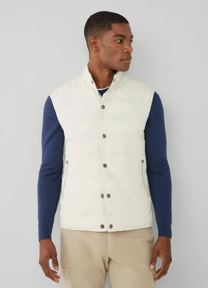 Men Coats and Jackets Hackett London Reversible Padded Gilet Beige