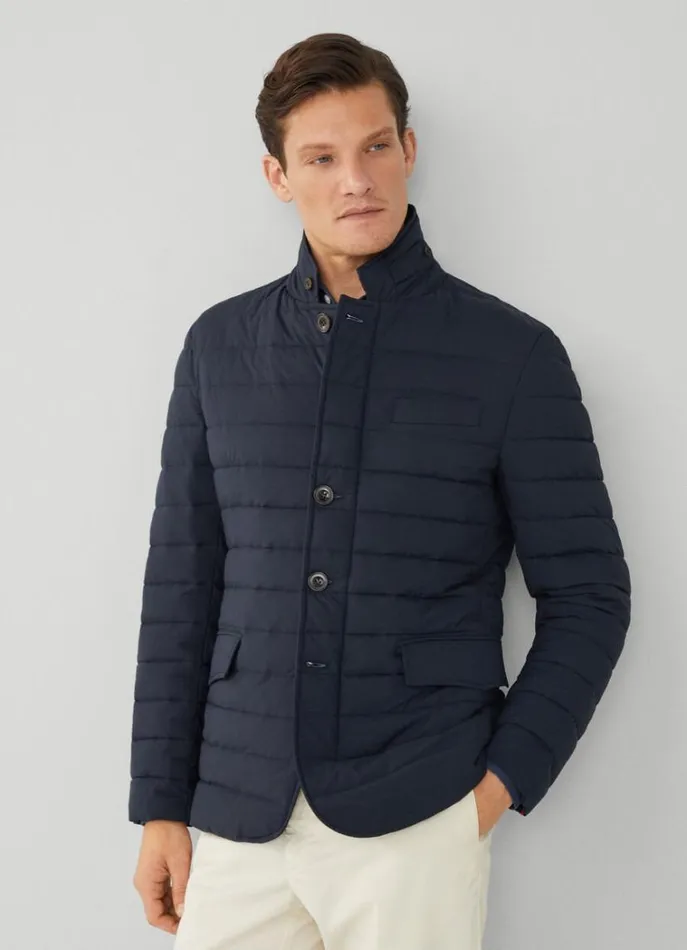 Men Coats and Jackets Hackett London Ultralight Padded Blazer Navy