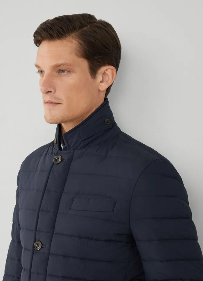Men Coats and Jackets Hackett London Ultralight Padded Blazer Navy