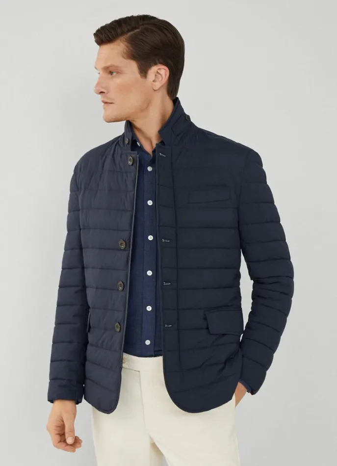 Men Coats and Jackets Hackett London Ultralight Padded Blazer Navy